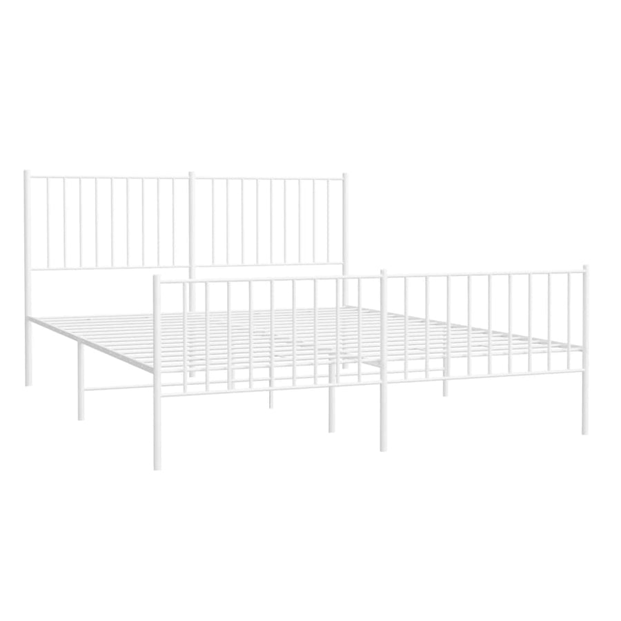 Bedframe Met Hoofd- En Voeteneinde Metaal Wit 160 x 200 cm met hoofdbord & voetbord
