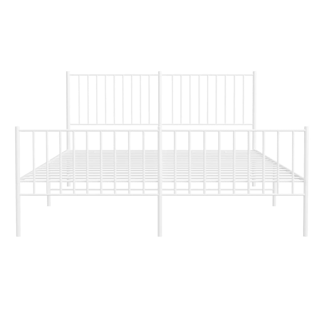 Bedframe Met Hoofd- En Voeteneinde Metaal Wit 160 x 200 cm met hoofdbord & voetbord