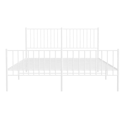 Bedframe Met Hoofd- En Voeteneinde Metaal Wit 160 x 200 cm met hoofdbord & voetbord