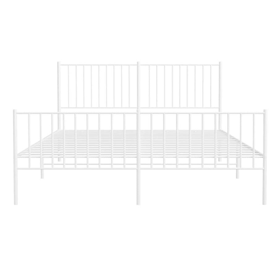 Bedframe Met Hoofd- En Voeteneinde Metaal Wit 160 x 200 cm met hoofdbord & voetbord