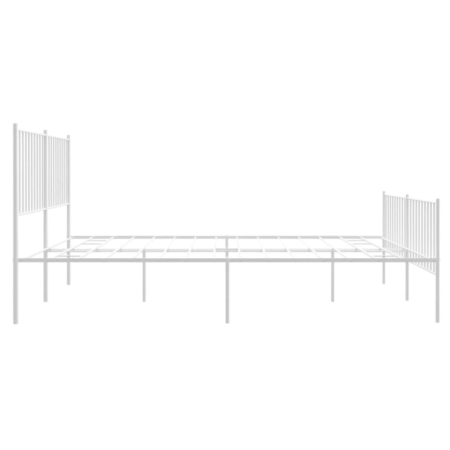 Bedframe Met Hoofd- En Voeteneinde Metaal Wit 160 x 200 cm met hoofdbord & voetbord