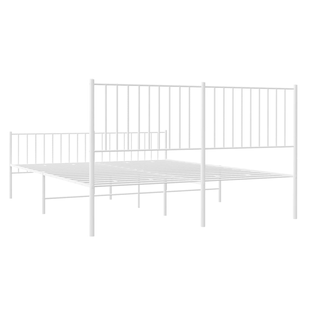 Bedframe Met Hoofd- En Voeteneinde Metaal Wit 160 x 200 cm met hoofdbord & voetbord