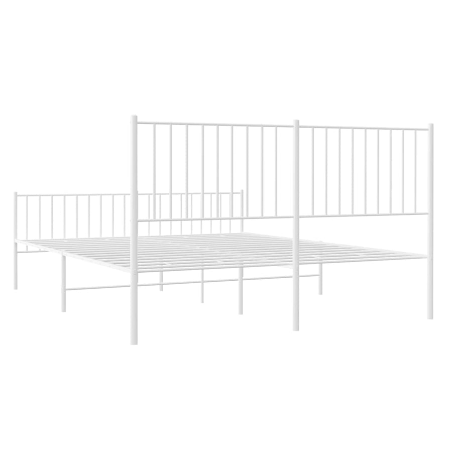 Bedframe Met Hoofd- En Voeteneinde Metaal Wit 160 x 200 cm met hoofdbord & voetbord