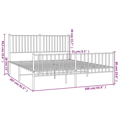 Bedframe Met Hoofd- En Voeteneinde Metaal Wit 160 x 200 cm met hoofdbord & voetbord