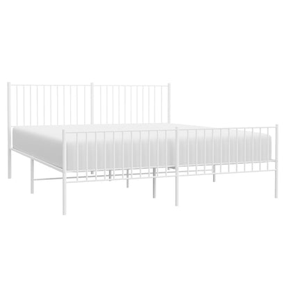 Bedframe Met Hoofd- En Voeteneinde Metaal Wit 183 x 213 cm met hoofdbord & voetbord