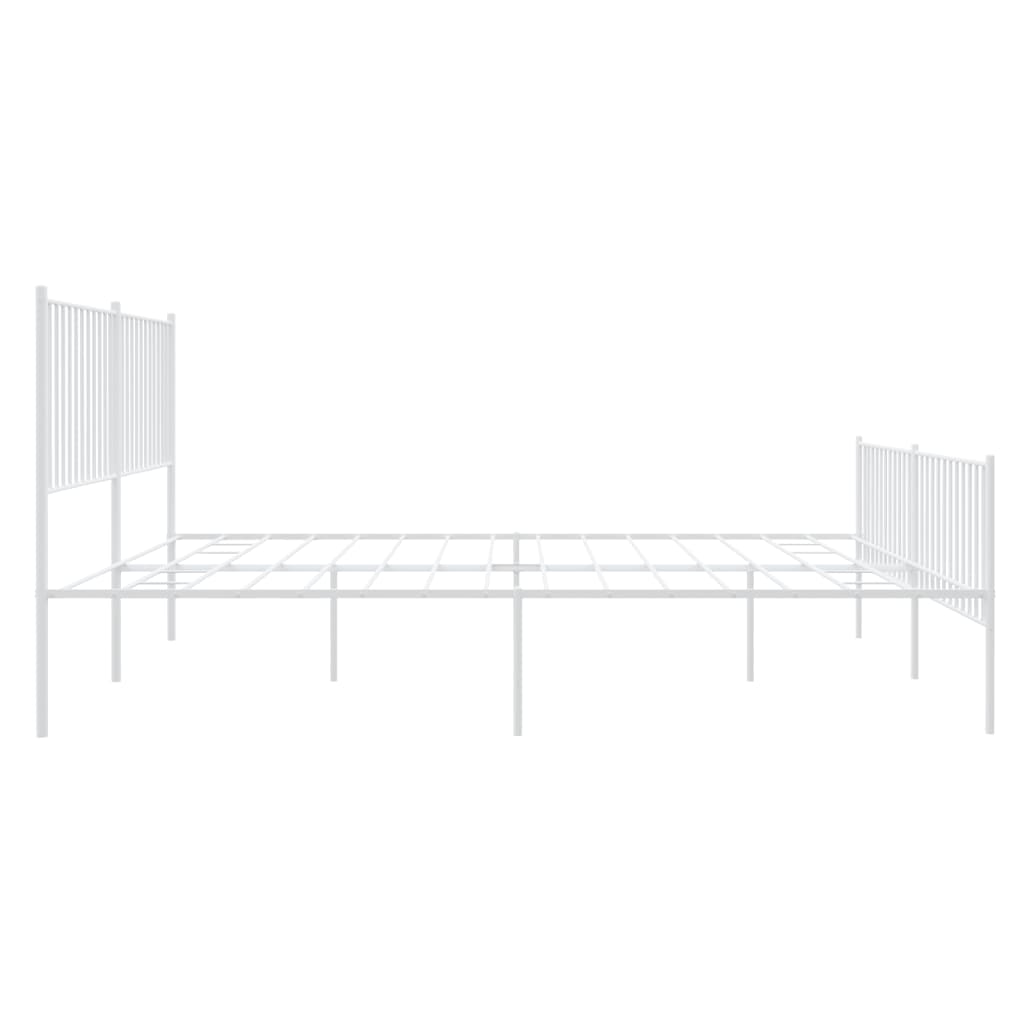Bedframe Met Hoofd- En Voeteneinde Metaal Wit 183 x 213 cm met hoofdbord & voetbord