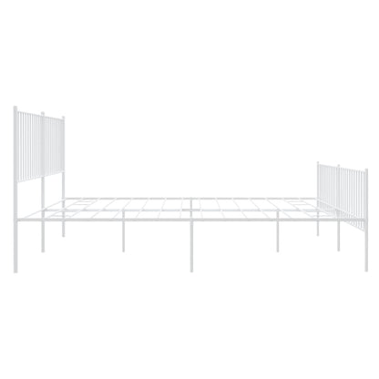 Bedframe Met Hoofd- En Voeteneinde Metaal Wit 183 x 213 cm met hoofdbord & voetbord