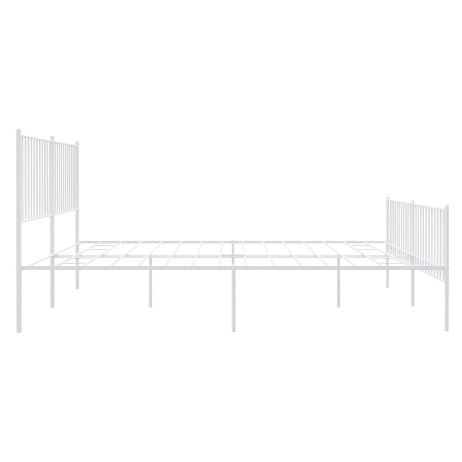 Bedframe Met Hoofd- En Voeteneinde Metaal Wit 183 x 213 cm met hoofdbord & voetbord
