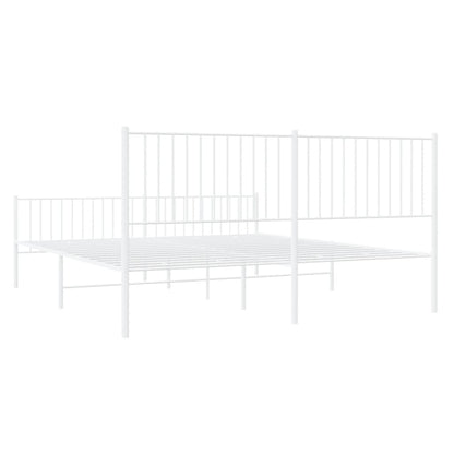 Bedframe Met Hoofd- En Voeteneinde Metaal Wit 183 x 213 cm met hoofdbord & voetbord