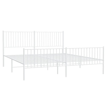 Bedframe Met Hoofd- En Voeteneinde Metaal Wit 193 x 203 cm met hoofdbord & voetbord