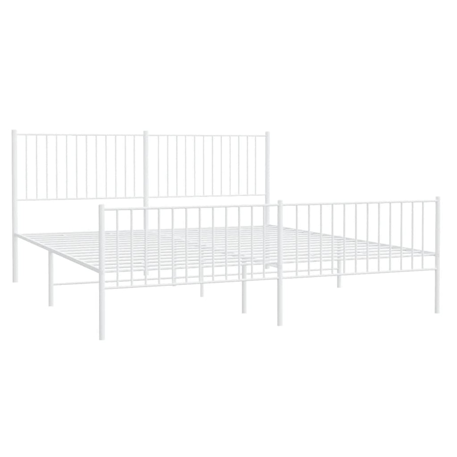 Bedframe Met Hoofd- En Voeteneinde Metaal Wit 193 x 203 cm met hoofdbord & voetbord