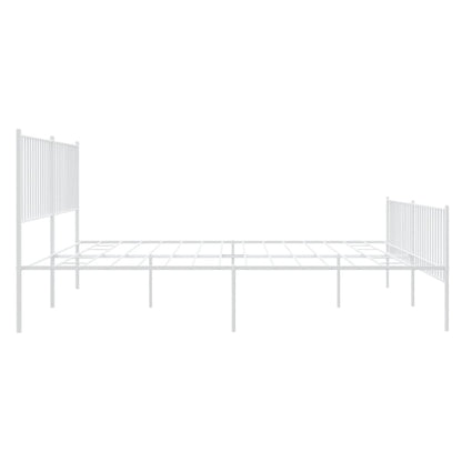 Bedframe Met Hoofd- En Voeteneinde Metaal Wit 193 x 203 cm met hoofdbord & voetbord