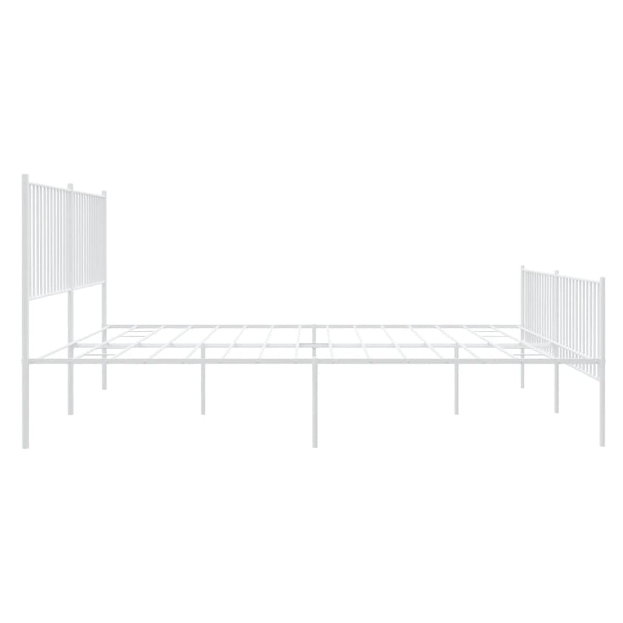 Bedframe Met Hoofd- En Voeteneinde Metaal Wit 193 x 203 cm met hoofdbord & voetbord