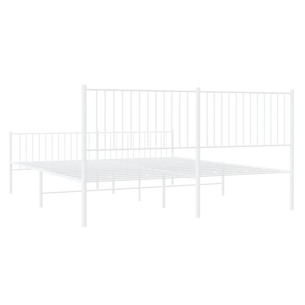 Bedframe Met Hoofd- En Voeteneinde Metaal Wit 193 x 203 cm met hoofdbord & voetbord