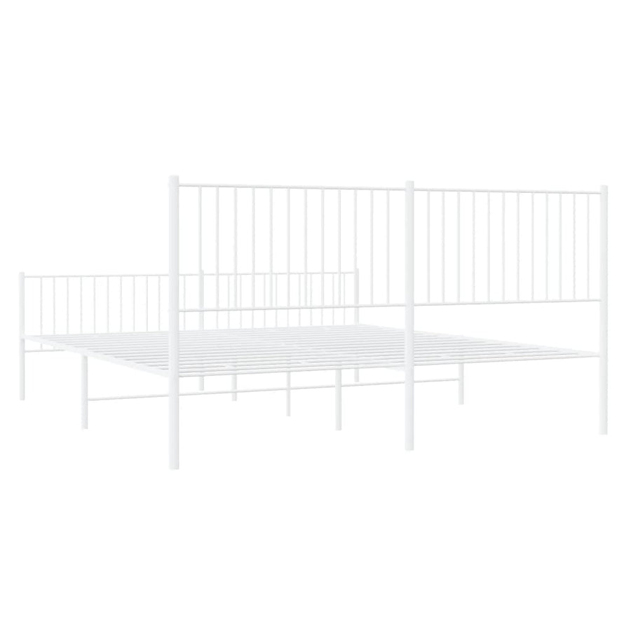 Bedframe Met Hoofd- En Voeteneinde Metaal Wit 193 x 203 cm met hoofdbord & voetbord