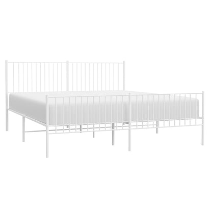 Bedframe Met Hoofd- En Voeteneinde Metaal Wit 200 x 200 cm met hoofdbord & voetbord