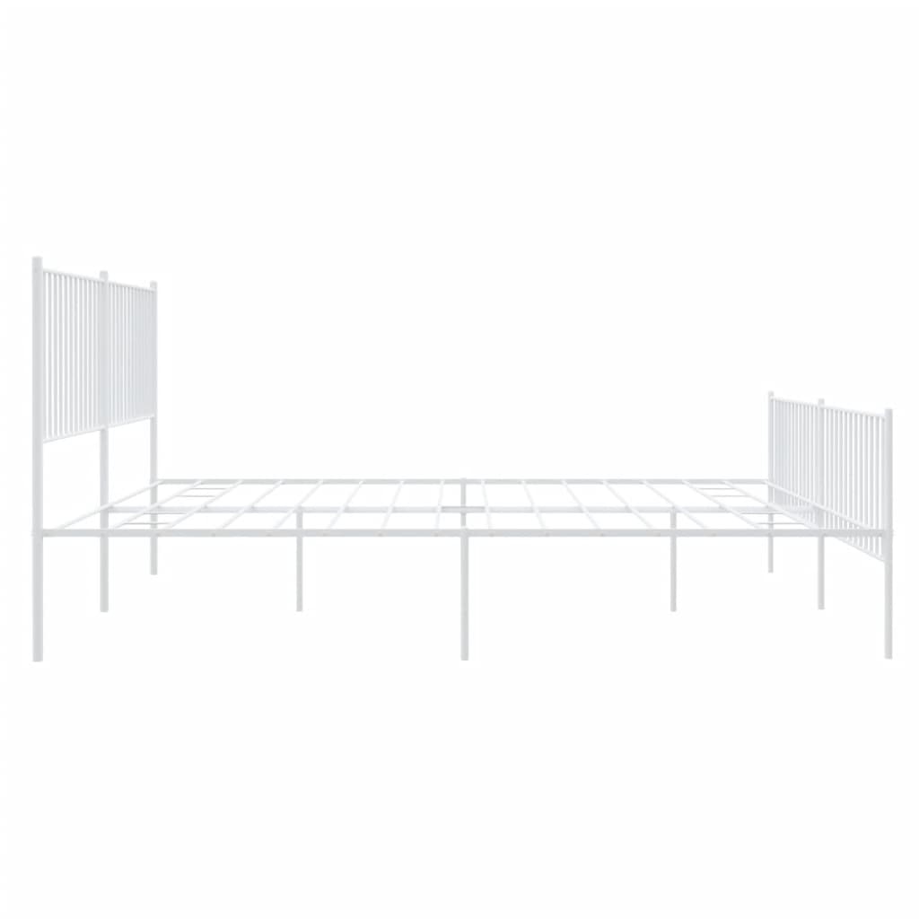 Bedframe Met Hoofd- En Voeteneinde Metaal Wit 200 x 200 cm met hoofdbord & voetbord