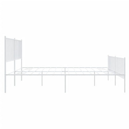 Bedframe Met Hoofd- En Voeteneinde Metaal Wit 200 x 200 cm met hoofdbord & voetbord