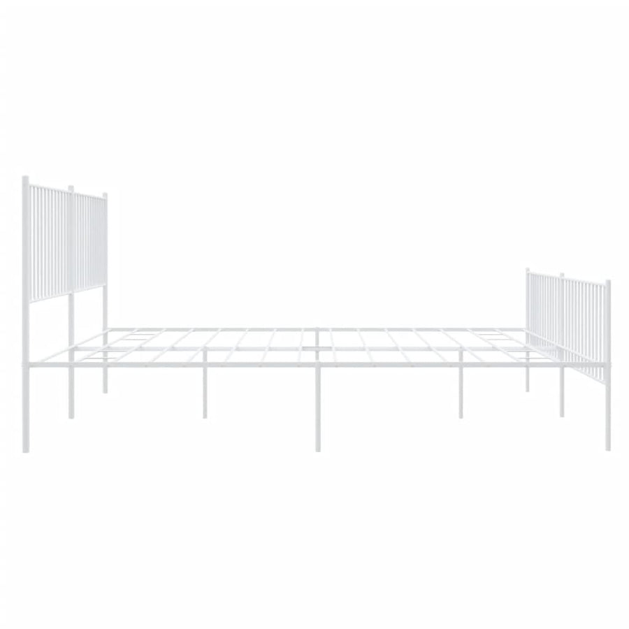 Bedframe Met Hoofd- En Voeteneinde Metaal Wit 200 x 200 cm met hoofdbord & voetbord