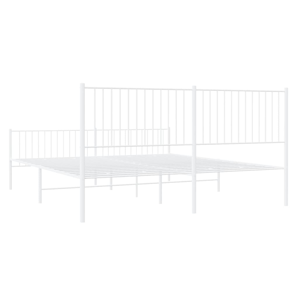 Bedframe Met Hoofd- En Voeteneinde Metaal Wit 200 x 200 cm met hoofdbord & voetbord