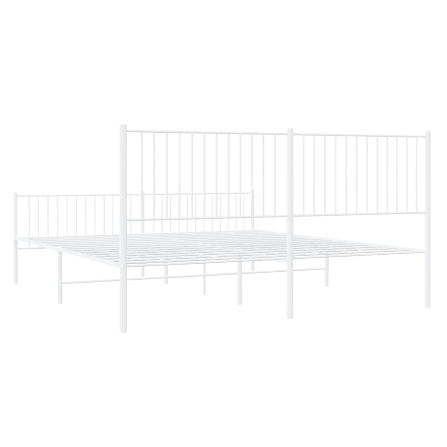 Bedframe Met Hoofd- En Voeteneinde Metaal Wit 200 x 200 cm met hoofdbord & voetbord