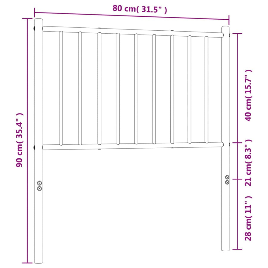 Hoofdbord Metaal Wit 75 Cm