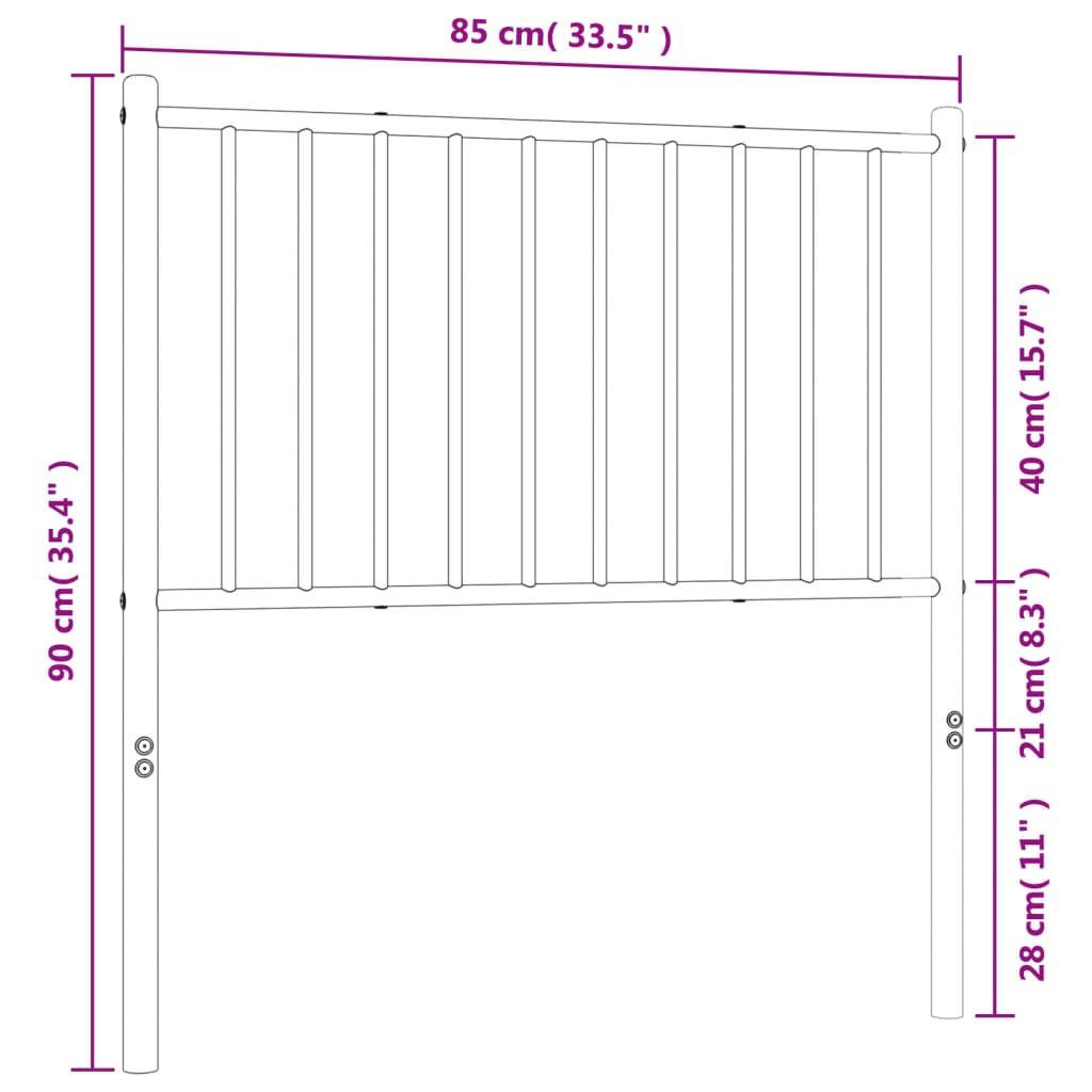 Hoofdbord Metaal Wit 80 Cm