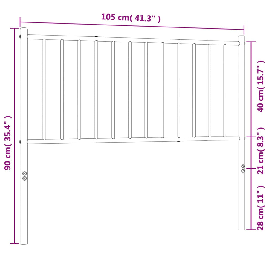Hoofdbord Metaal Wit 100 Cm