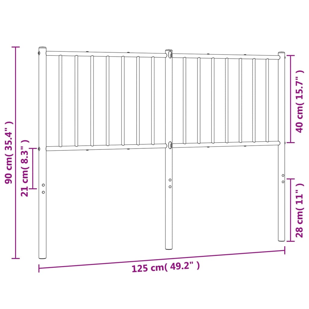 Hoofdbord Metaal Wit 120 Cm