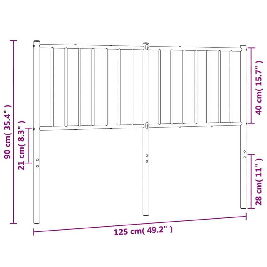 Hoofdbord Metaal Wit 120 Cm