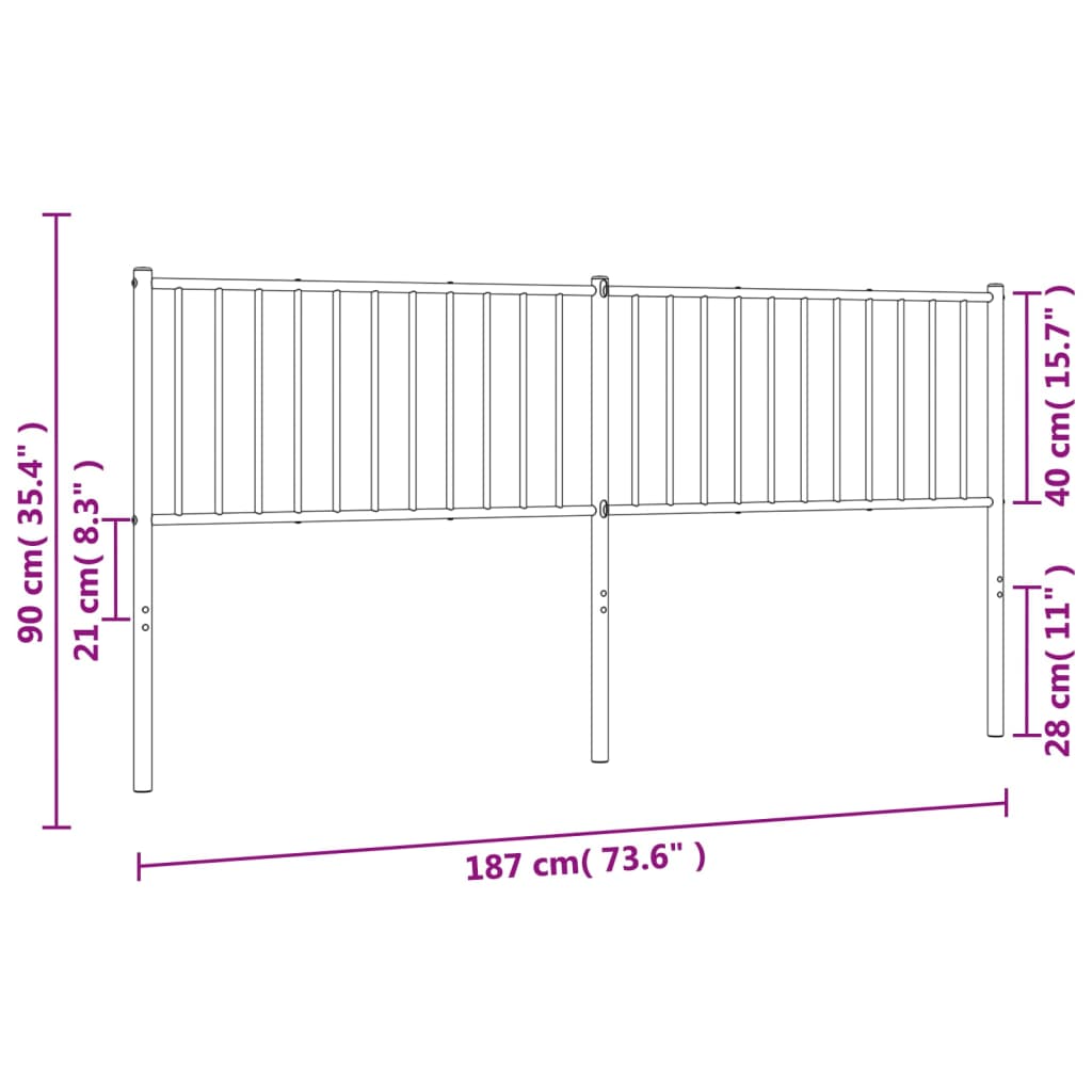 Hoofdbord 180 Cm Metaal Wit