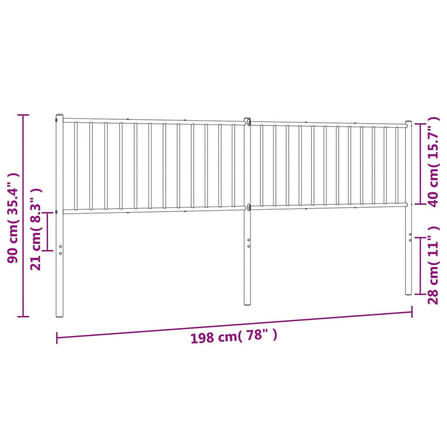 Hoofdbord Metaal Wit 193 Cm