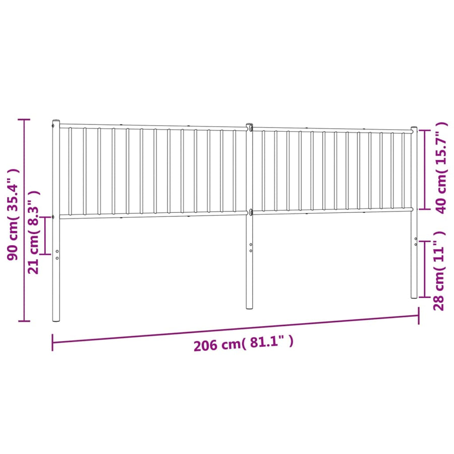 Hoofdbord Metaal Wit 200 Cm