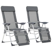 Campingstoelen 2 st inklapbaar textileen grijs