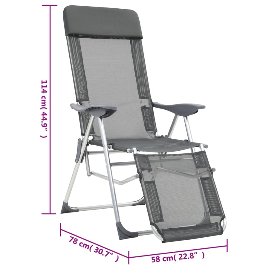 Campingstoelen Met Voetensteun Inklapbaar Textileen Grijs