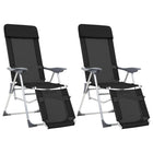 Camping chairs with footrest 2 pcs foldable textilene black