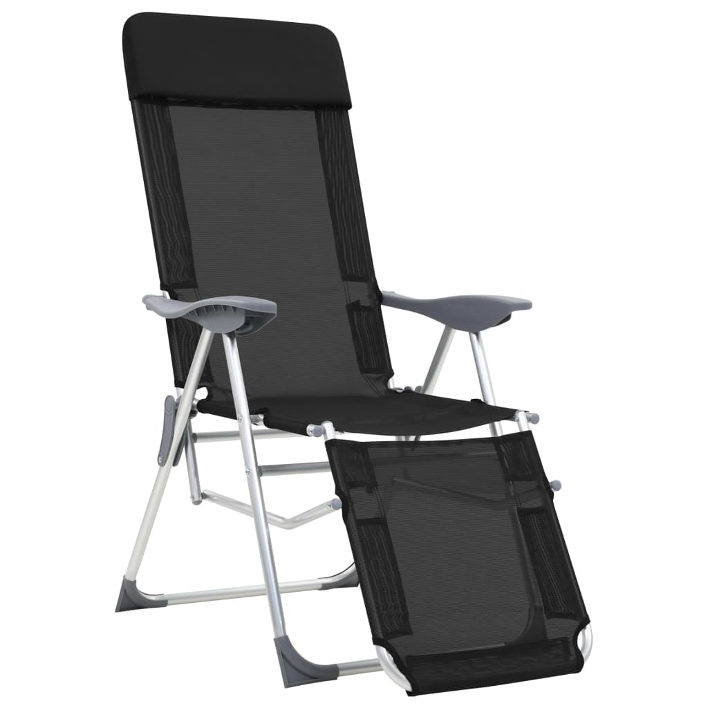 Campingstoelen Met Voetensteun Inklapbaar Textileen Zwart