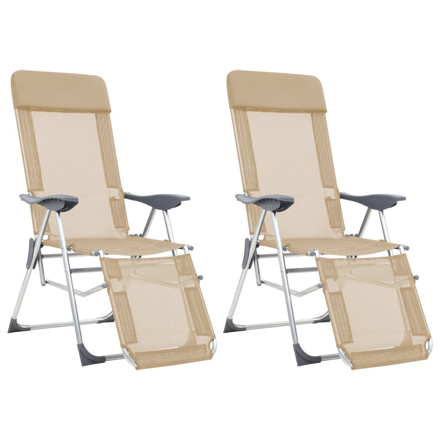 Campingstoelen Met Voetensteun Inklapbaar Textileen Crème