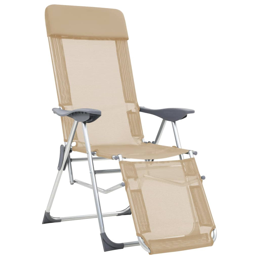 Campingstoelen Met Voetensteun Inklapbaar Textileen Crème