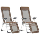 Campingstoel set 2 st inklapbaar textileen bruin 58x78x114 cm