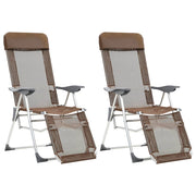 Campingstoel set 2 st inklapbaar textileen bruin 58x78x114 cm