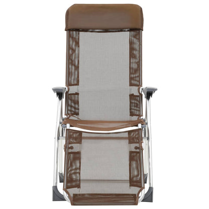 Campingstoelen met voetensteun 2 st inklapbaar textileen bruin