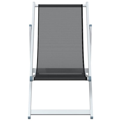Strandstoelen Inklapbaar 2 St Aluminium En Textileen Grijs