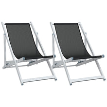 Strandstoelen Inklapbaar 2 St Aluminium En Textileen Zwart