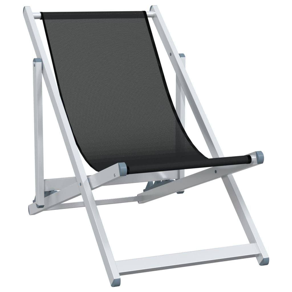 Strandstoelen Inklapbaar 2 St Aluminium En Textileen Zwart