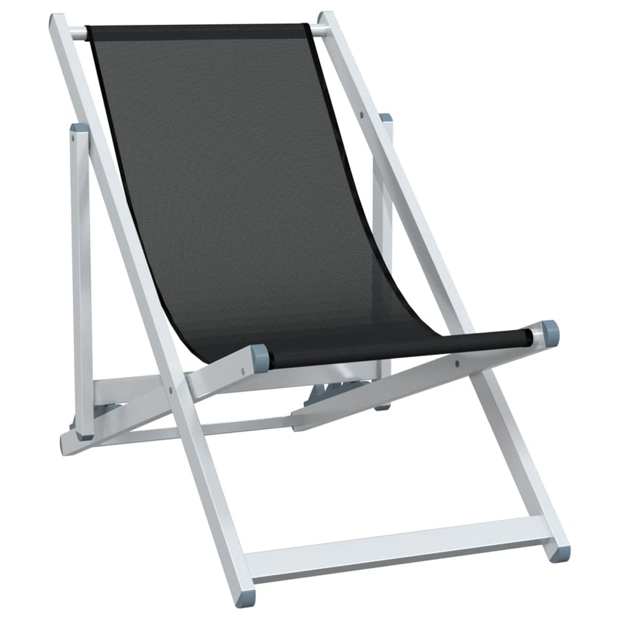 Strandstoelen Inklapbaar 2 St Aluminium En Textileen Zwart
