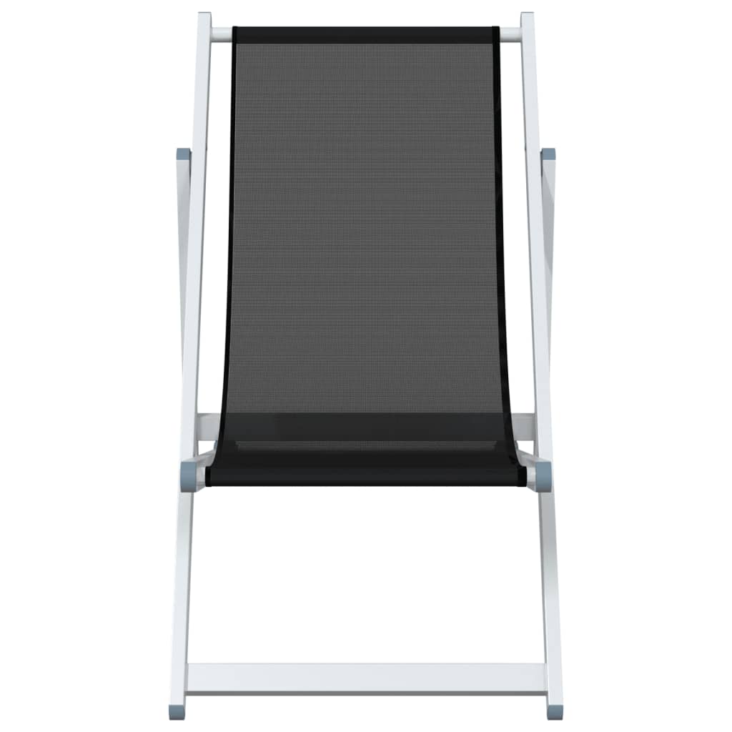 Strandstoelen Inklapbaar 2 St Aluminium En Textileen Zwart