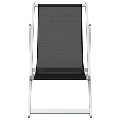 Strandstoelen Inklapbaar 2 St Aluminium En Textileen Zwart