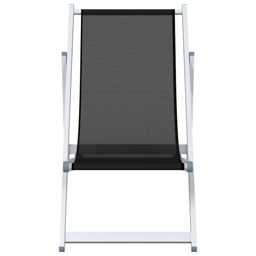Strandstoelen Inklapbaar 2 St Aluminium En Textileen Zwart