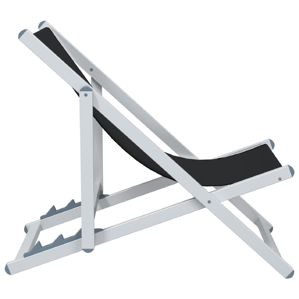 Strandstoelen Inklapbaar 2 St Aluminium En Textileen Zwart